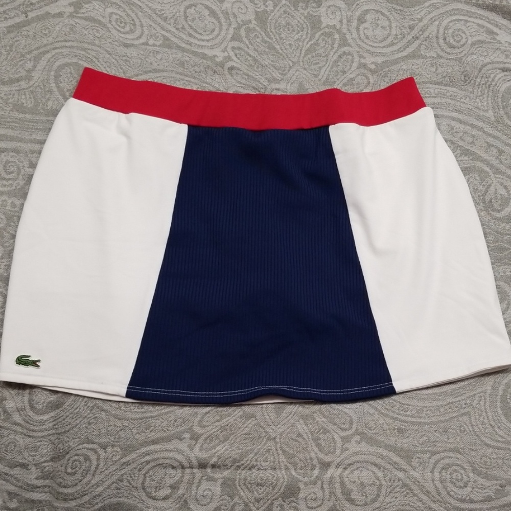 NEW Lacoste Sport Skirt Skort White Navy Red